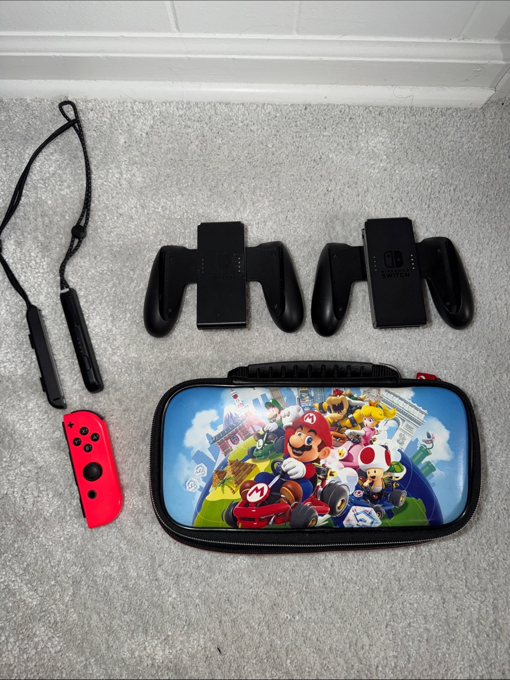Nintendo Switch Red Joy-Con Left Controller with Mario Kart Case